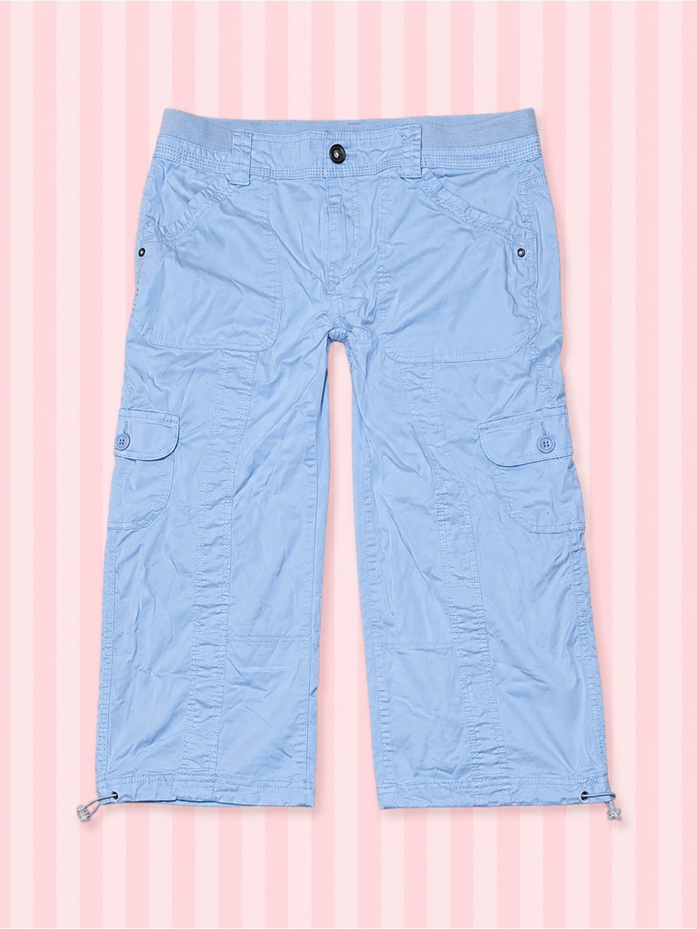 Style & Co Baby Blue Cargo Capri Pants Y2K Utility 🌸🩵